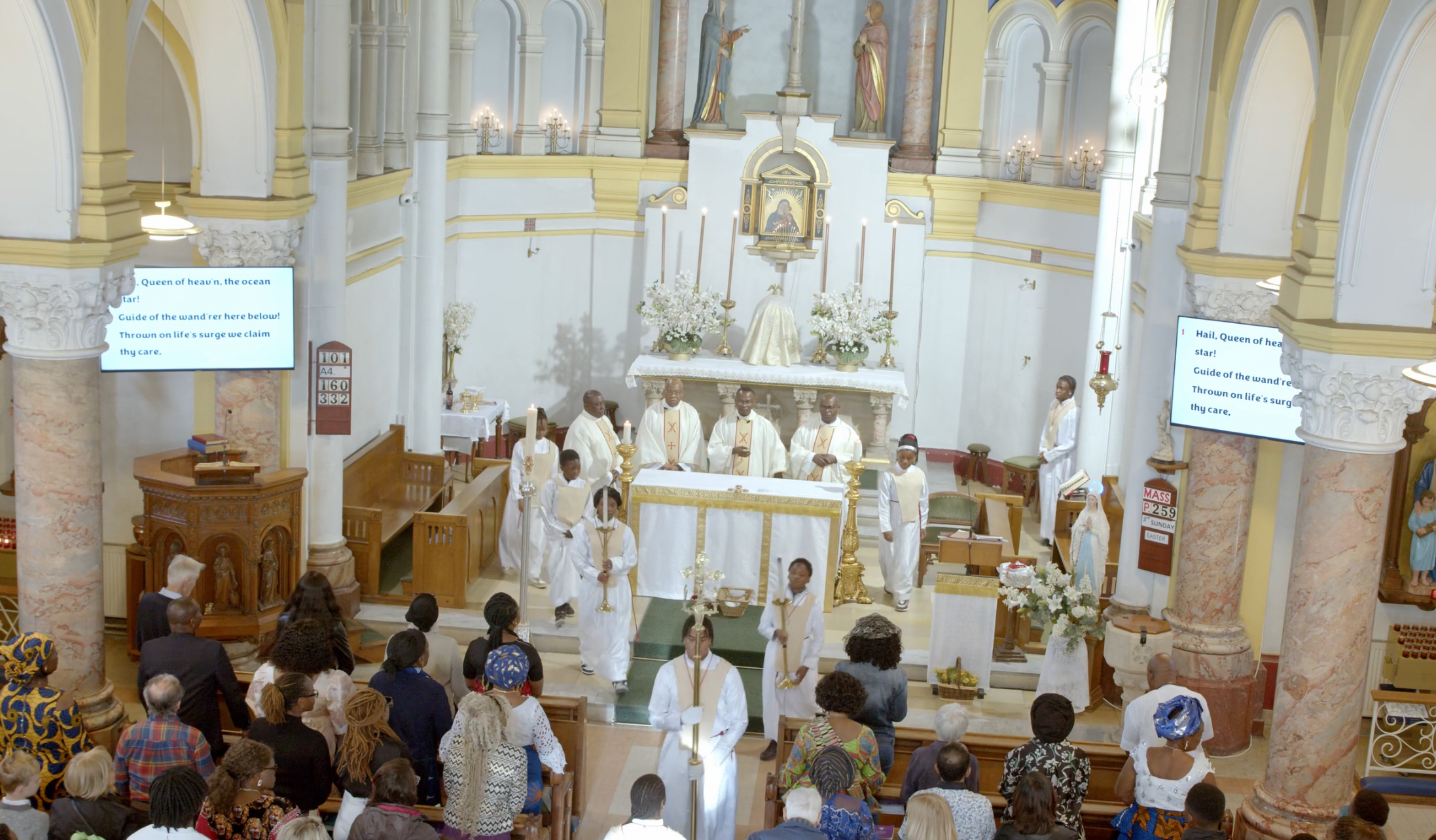 Mass being celebrated at Our Lady of Grace Church